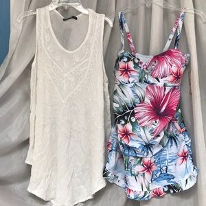 Pink/blue tropical swimsuit